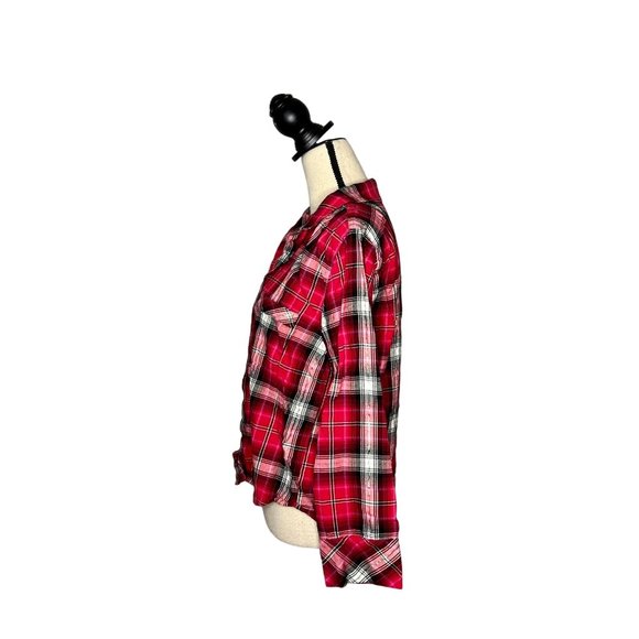 Victoria's Secret Red Pink White Black Plaid Pajama Shirt Women's Size Medium M - Picture 4 of 6